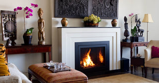 Classic style concrete fireplace
