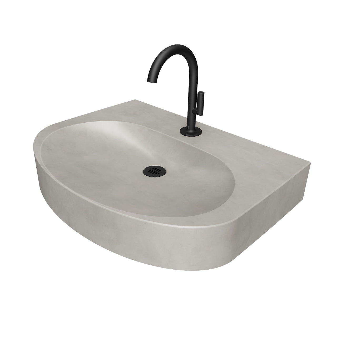 24 Industrial Concrete Floating Bathroom Sink Wall-Mount with